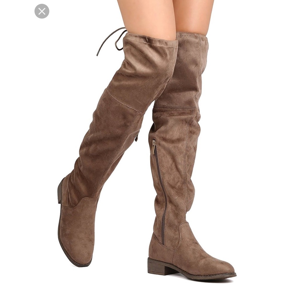 Faux suede thigh high boots